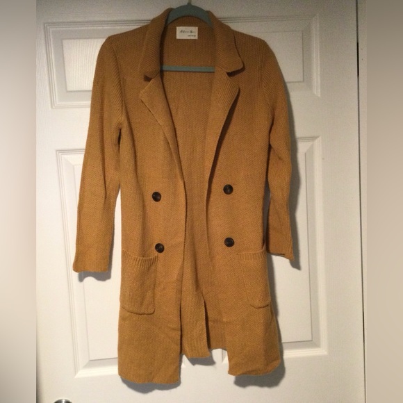 Active USA Mustard Knit Chic Cardigan Sweater Fall & Winter Casual Office Medium - Picture 1 of 9